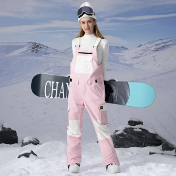 Жени ски каишка панталон мъже сноуборд панталон двойка водоустойчив ветроупорен термичен открит спортно облекло зимата с джоб унисекс износване