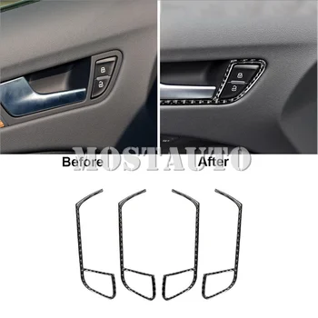 За Audi A4 B8 A5 меки въглеродни влакна интериор кола врата дръжка рамка тапицерия капак 2010-2016 4бр