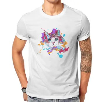 Забавна тениска за възрастни с щампа на котка Най-новите TShirts мъже стил плат върховете тениска кръг врата 