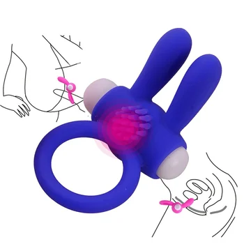 Заек пенис вибратор пръстен забавяне ejacualtion вибратор петел пръстен клитор масажор пениса ерекция вибриращи секс играчки за мъже