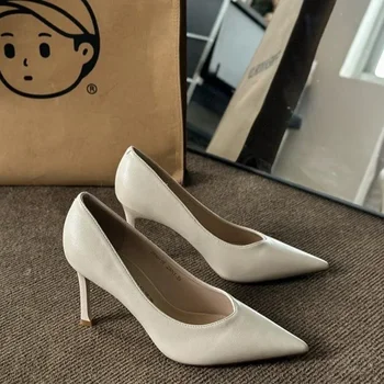 Заострени пръсти Секси обувки на високи токчета Летни дамски обувки Плитки обувки 2024 Нов дизайнер Елегантни обувки Парти Femme Помпи Сапатос