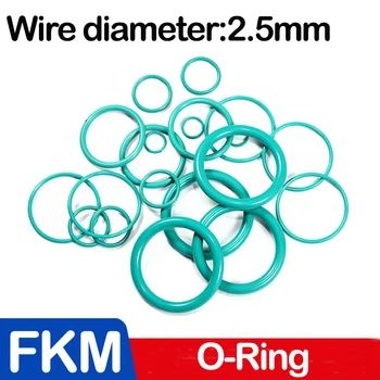  зелен FKM O пръстен уплътнение дебелина масло уплътнения гориво шайба, флуор каучук О-пръстени OD * WD 2.5MM