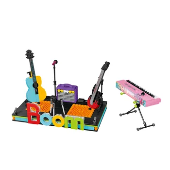 ЗНАЕШЕ ПОСТРОЕН Бум музикален инструмент Мини градивен блок Комплект играчки за Kid Boy Възрастен Начинаещи барабани Клавишни Рок с музика Тухла