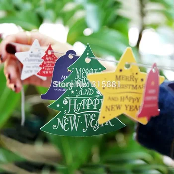 Коледен подарък тагове,X'mas дърво, звезди,Коледа камбана,Hang маркер за парти полза бонбони кутия чанта декор