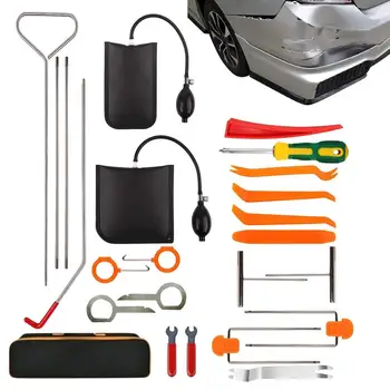  Комплект инструменти за отстраняване на автомобили Dent Remover пръти Кука пръти Инструмент за многократна употреба Спестяване на труд с въздушна помпа чанта за автомобилни вдлъбнатини и подстригване панел