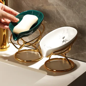 Лека луксозна керамична сапунена чиния Преносими кухненски аксесоари за съхранение Държачи за сапун Кутии за опаковане на сапун Рафтове Организатор на баня