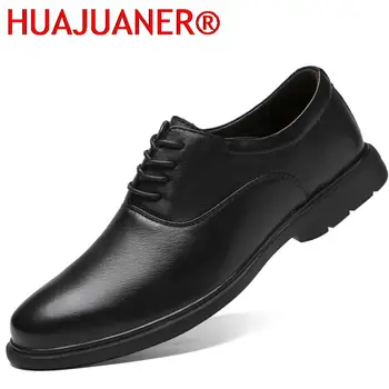 Луксозна марка мъжки обувки Oxfords Business Office Мъжки обувки от естествена кожа Черни дантелени мъжки официални ежедневни големи размери 47