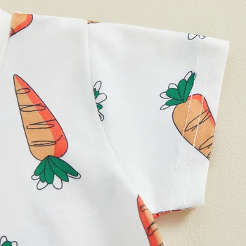 Малко дете бебе момчета Великден облекло шорти комплекти моркови печат върховете плътен цвят къс ръкав дрехи