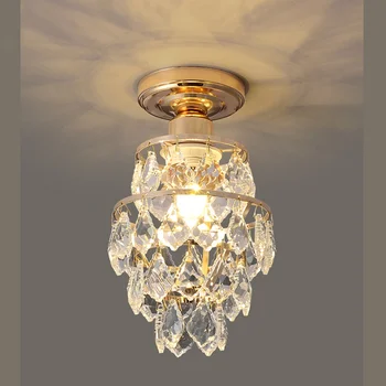 Мини кристален полилей Модерна таванна светлина за коридор Кухня Спалня Трапезария Златни полилеи Вътрешно осветително тяло