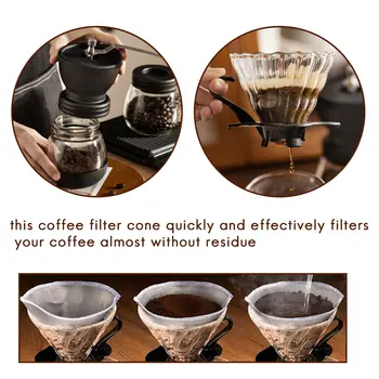 Многократна употреба Изсипете върху кафе филтър от неръждаема стомана фина мрежа кафе филтър капково конус безхартиен универсален филтър за кафе