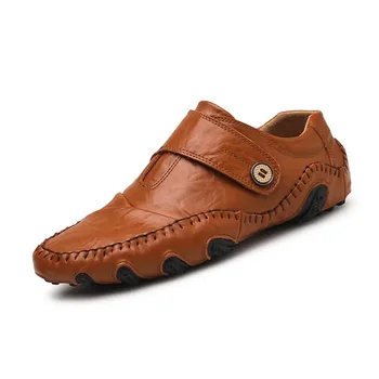 Мода британски стил мъже причинно-следствени обувки естествена кожа приплъзване на мъжки обувки високо качество на открито обувки Zapatos Hombre