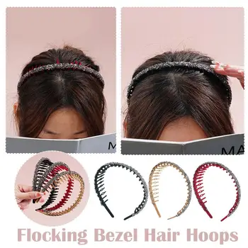 Мода кристал стадо Bezel коса обръчи за жени дами плътен цвят назъбени без хлъзгане лента за коса лента за коса аксесоари за коса