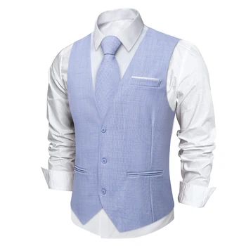 Мода мъжки памучен жилетка за мъж луксозна вратовръзка джоб квадратни копчета за ръкавели комплект сватбено парти бизнес мъжки жилетка chaleco homb