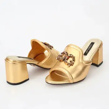 Моден дизайн Лято Жени Чехли Пързалки Муле обувки Мода Квадратни сандали Ежедневни дами джапанки Парти рокля обувки размер 43