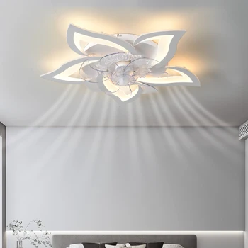 Модерен LED вентилатор на тавана със светлина за спалня Всекидневна Акрилен домашен декор LED фен лампа Модерни плафониери с вентилатори