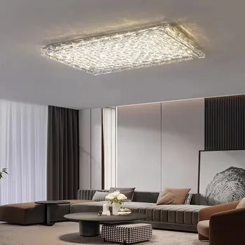 Модерна квадратна кристална таванна лампа LED за всекидневна трапезария спалня LED таван полилей с дистанционно управление по избор