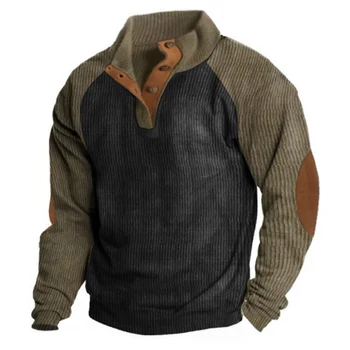 Мъже Splice пуловер суитчъри дълъг ръкав хлабав джъмпер активно облекло спортни върхове стойка яка есен зима качулки