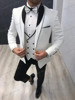 Нов мъжки костюм младоженец Groomsman сватбено парти бизнес официален смокинг 3 парче комплект яке жилетка панталони D31
