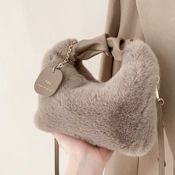 Нова зимна дамска плюшена чанта висококачествена чанта с едно рамо Crossbody Mini Bag