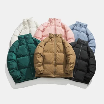 Нова зимна корейска версия Мъжко голямо удебелено късо твърдо памучно палто, хлабаво стоящо палто за хляб Мъжко топло палто