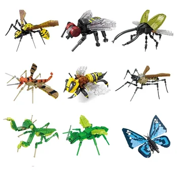 Нова карикатура животни градивни блокове сладък творчески насекоми / океана модели декорация малки частици пъзел детски играчки подарък