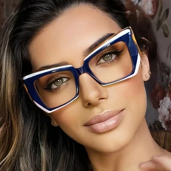 Нови оптични анти-сини очила очила за жени мъже TR90 ясни обективни компютърни очила унисекс луксозни трикольор рамка очила