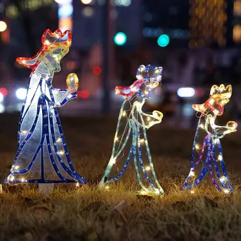 Открит Коледа LED три царе силует модел въже лампа декорация градина двор Нова година коледна украса парти