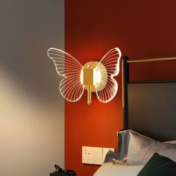 Пеперуда светлина стена лампа спалня хол декорация светлина лукс модерна мода проста Северна Европа хотел вила легло