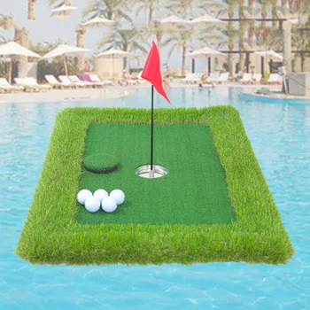 Плаващ зелен голф мат воден басейн флаг шофиране изкуствена трева басейн голф игра комплект плаващ голф зелено с други аксесоари