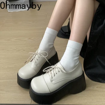 Платформа Мери Джейн обувки Дамски японски обувки мода случайни дебели високи токчета единични обувки дами улица стил обувки