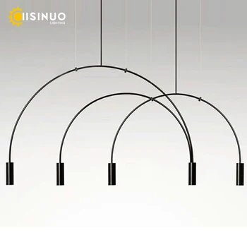 Постмодерен минималистичен висулка светлина Черен полукръг G9 крушки за хол бар и кафене Line Art личност лампа