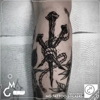 Пънк нокти Tatoo стикер траен фалшив татуировка за жена мъж ръка готически временно татуировка изкуство въже изкуствени татуировки водоустойчив Tatuajes