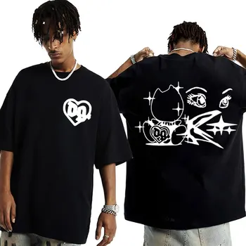 Рапърът Bladee Drain Gang Logo Music T Shirt Мъже Дамски Хип-хоп Реколта извънгабаритни тениски Случайни 100% памук тениска Streetwear
