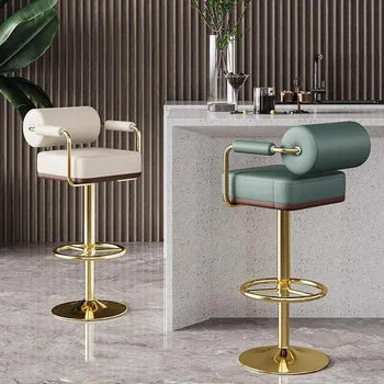 Регулируема барстолка бар стол кожа кухня остров метал високо бар стол луксозен минималистичен Cadeira ергономия