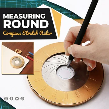 Регулируема кръгла линийка за рисуване 10mm до 77mm кръгла въртяща се компасна линийка Дървообработващи професионални инструменти за измерване на измерването