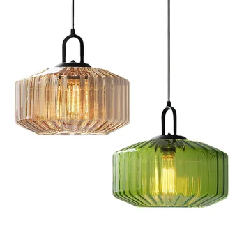 Ретро LED цвят стъкло висулка светлина скандинавски полилей таванско помещение висящи вътрешен декор светлини LED тела за спалня ресторант лампа