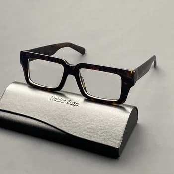 Ретро ацетат правоъгълни очила рамка рецепта оптични късогледство очила за мъже жени Къса рамка ретро луксозна марка очила