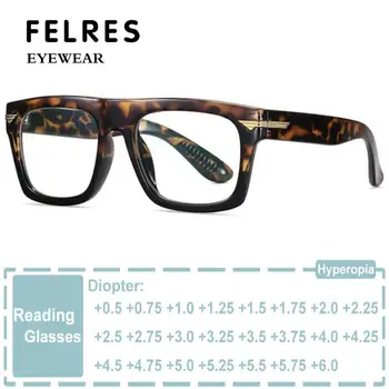 Ретро квадратни очила за четене Очила за блокиране на синята светлина Ясни диоптри за очила с рецепта за очила 0 до +6,0