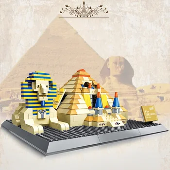 Световно известно историческо и културно наследство Строителен блок Сфинкс пирамида на Khafre Сглобете модел тухла играчка колекция