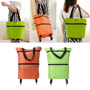 Сгъваема количка за пазаруване Количка чанта с колела Сгъваеми пазарски чанти за многократна употреба хранителни чанти Организатор на храна Зеленчукова чанта