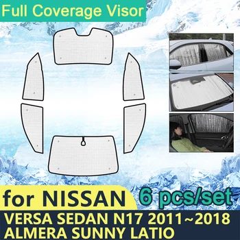 Сенници с пълно покритие за Nissan Versa Sedan N17 Almera Sunny Latio 2011~2018 Аксесоари за автомобилни предни стъкла Слънцезащита на козирката