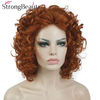 Силна красота синтетични жени къдрави перуки естествени къси перуки 7 цвята