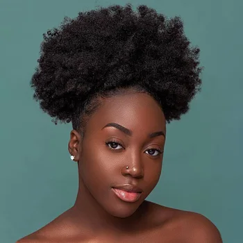 Синтетичен По-голям Chignon Афро бутер коса кок аксесоари къс шнур конска опашка къдрава конска опашка обвивка на парчета коса за жени