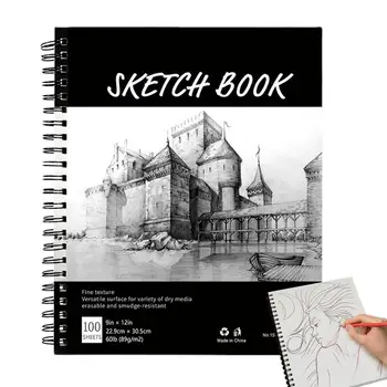 Скициране книга за рисунки 9x12inch спирала обвързани скициране чертожна подложка скициране тетрадка с гладко писане за пастели