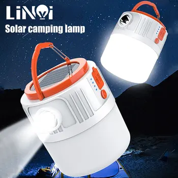 Слънчева LED къмпинг светлина USB акумулаторна крушка за външна палатка лампа Преносими фенери аварийни светлини за барбекю туризъм