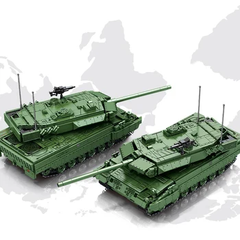 Технически 2.4GHz Rc градивен блок Германия армия фигури леопард 2 основен боен танк тухла дистанционно управление превозно средство играчка за момче