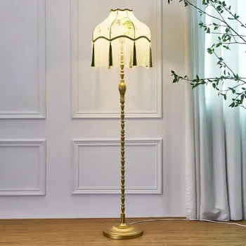 Френска пасторална ретро творческа подова лампа Американска нощна до средата на древния пискюл Учебна вертикална лампа