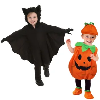 Хелоуин карнавал тиква черен прилеп косплей сладък детски качулка дрехи бебе рокля нагоре парти костюми фиеста новост костюми