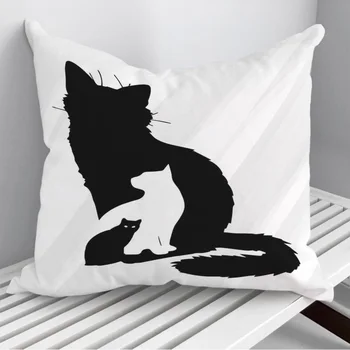 Черна котка хвърлят възглавници възглавница покритие на диван дома декор 45 * 45 см 40 * 40 см подарък калъфка Cojines дропшипинг