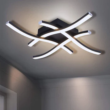 Черно LED Quad Wave таван светлина хол светлина лента спалня таван светлина минималистичен Начало осветително тяло